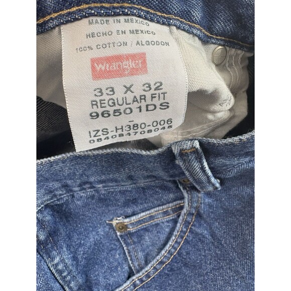 Wrangler Mens Jeans 33x32 Blue Dark Wash Five Star U Shape Regular Fit 96501DS - Picture 10 of 12